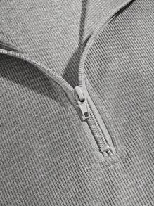 SHEIN EZwear 女士實色拉鍊無袖背心,半開放領口設計 - 灰色 - 查看 5