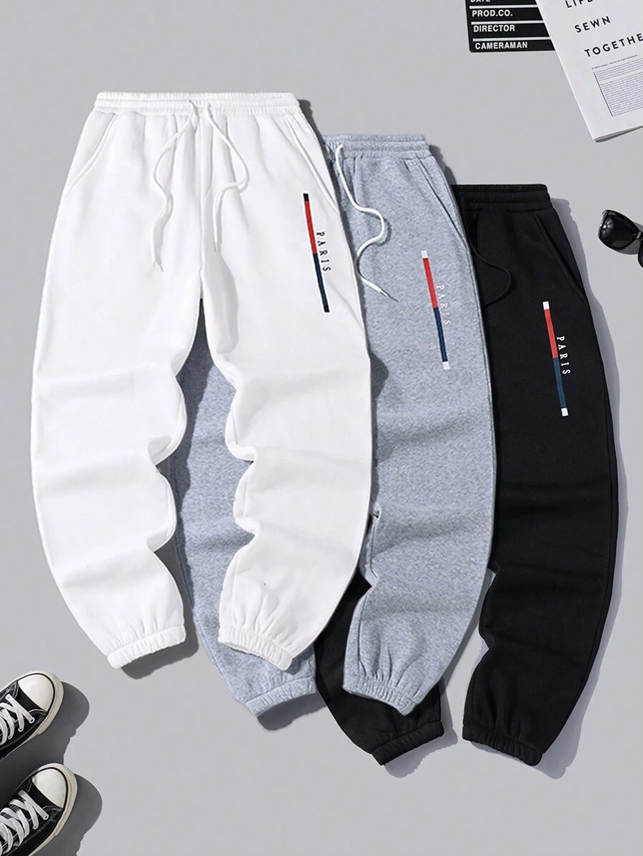 Manfinity Hypemode 男士字母印花束腰長褲 - 彩色 - 查看 1