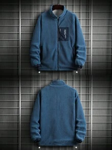 Manfinity Homme سترة رجالية معكوسة بطباعة حرفية مقاس زائد