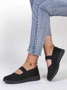 STEPREACH 秋冬春季新款女士运动鞋，时尚、透气、轻便、防滑、耐磨、休闲、平底、乐福鞋、女式运动鞋 - 黑色 - 查看 4