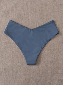 SHEIN Swim Của phụ nữ Cao eo Áo bơi Đáy - Màu xanh bụi bặm - Xem 2