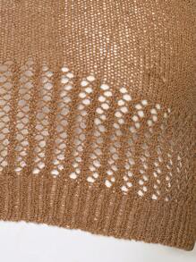 SHEIN Haute Knit Pattern Crop Sweater - Khaki - View 10