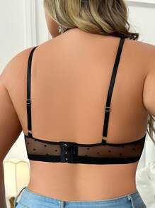Kích thước lớn Ren & Lưới Nối Áo ngực Không dây - Màu Đỏ Sâu - Xem 2