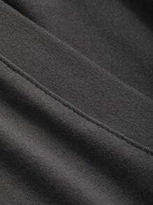 DAZY Của phụ nữ Ngắn Quần skinny Áo thun Với Chi tiết xếp nếp - Màu xám đen - Xem 4