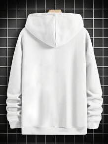 Sudadera con capucha con gráfico de letras para hombre, para otoño, parte superior de manga larga - Blanco - Ver 2