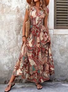 Breezaya 佩斯利印花大下摆长款度假海滩装女装 - 彩色 - 查看 6