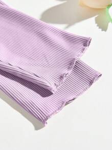 SHEIN Privé 純色抽繩露肩t卹 - 紫色 - 查看 3