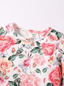 嬰兒女孩合身花卉印花睡衣套裝,2件裝