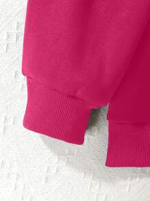INAWLY Letter Print Drop Shoulder Loose Sweatshirt Pullover Fall Outfit - Hot Pink - View 8