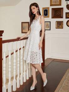 White Spaghetti Strap Evening Dress For Women'S Cocktail Party - White - View 7