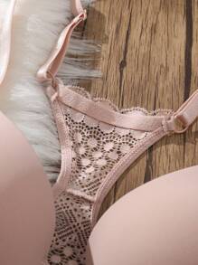 2pcs/Set Women's Spliced Lace Bra - Multicolor - View 6