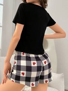 Snug Zone 女性心形印花短袖睡衣套裝 - 彩色 - 查看 2