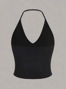 SHEIN EZwear Summer  Outfits 3pcs Solid Color Ribbed Knit Halter Top - Red and White - View 3