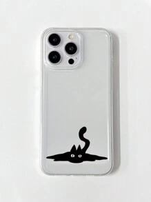 Bat Sada Cartoon Black Cat Transparent Phone Case - Clear - View 2