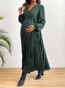 SHEIN Maternity Leopard Print Ruffled Dress