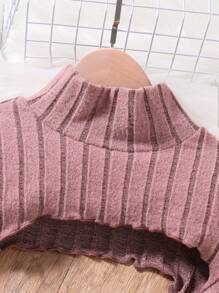 SHEIN Conjunto de 2 piezas para niñas preadolescentes con top de cuello alto de punto y vestido de tirantes acanalado