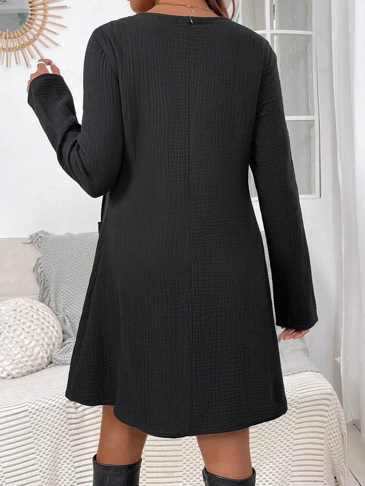 Maternity Long Sleeve V-Neck Dress