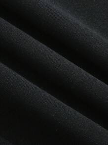 Men'S Slogan Print Fleece Hoodie With Drawstring - Black - View 6