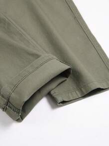 Men's Green Side Pocket Slim Straight Jeans - Army Green - View 5