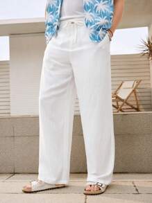 Manfinity VCAY Pantalones Casuales De Pierna Recta Para Hombres - Blanco - Ver 4