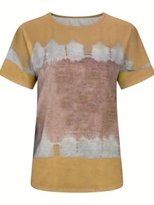 女士水磨紗圓領短袖t恤 - 藕粉色 - 查看 3