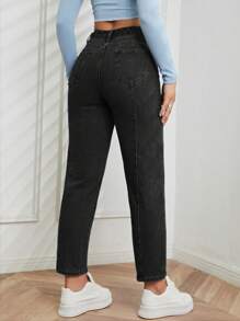 SHEIN EZwear 純色錐形牛仔褲