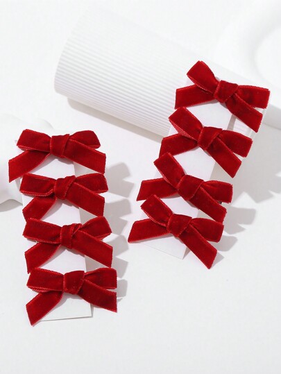 Kawaii 8pcs Red Mini Bowknot Hair Clips Cute Christmas Valentines Claw Clips Hair Claws Hair Barrettes