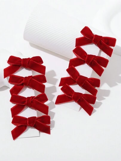 ROMWE Kawaii 8pcs Red Mini Bowknot Hair Clips Cute Christmas Valentines Claw Clips Hair Claws Hair Barrettes