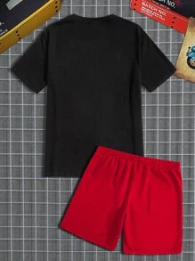 Manfinity Homme Men's Casual Digital Print Short Sleeve Tee And Shorts Two Pieces Set, Going Out Basketball Track Suit, Boyfriend Gift - Multicolor - View 3