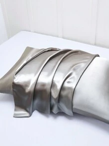 2 Vỏ Gối Màu Xám Đậm, Vỏ Gối Giường Polyester Tối Giản Cho Gia Đình - Màu xám đen - Xem 2