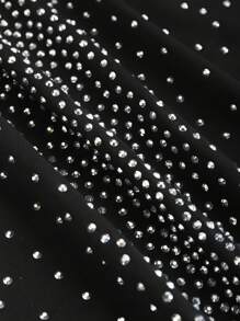 Zolique 女士露肩中空連衣裙,鑲有鑽石裝飾 - 黑色 - 查看 5