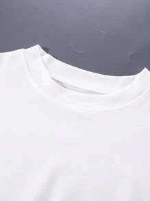 SHEIN Tween Girls' Casual Round-Neck Sweatshirt With Text Print - White - View 4