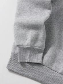 冬季男士加大码字母印花保暖内衬套头衫 - 灰色 - 查看 3