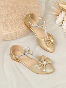 Zapatos Planos Elegantes Dorados Decorados Con Mariposa, Para Niñas