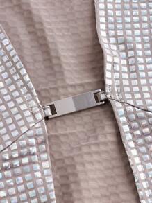 SHEIN ICON Glitter Open Front Shirt