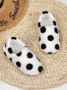 情侶款內底省地、減噪毛絨拖鞋,室內防滑無噪音家居拖鞋,女士卡通軟底室內拖鞋,秋冬硬木地板布拖鞋 - 黑與白 - 查看 4