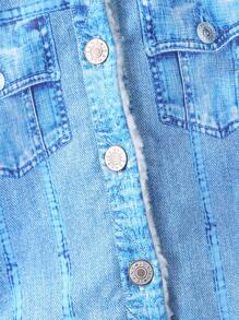 SHEIN Young Girl Figure Graphic Denim-Effect Print Jacket - Medium Wash - View 4