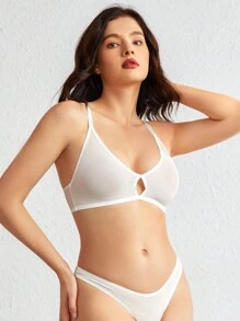 Ocili Leisure 3pcs Cut Out Front Mesh Bra Lingerie - Multicolor - View 6