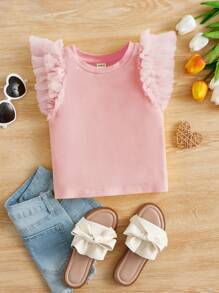 SHEIN 年輕女孩夏季舒適無袖背心，休閒穿著 - 粉色 - 查看 1