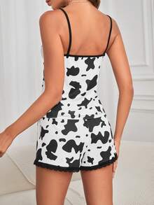 Women'S Cow Print Pajama Set - Multicolor - View 2