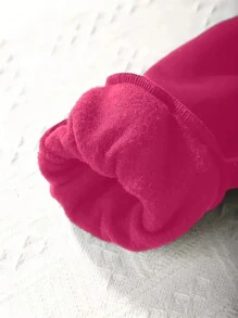 INAWLY Letter Print Drop Shoulder Loose Sweatshirt Pullover Fall Outfit - Hot Pink - View 7