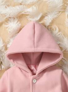 英倫風格寶寶女孩套裝,連帽翻領束腰呢子外套和直筒花網裙,適合可愛優雅時尚的秋冬季 - 彩色 - 查看 4