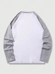 ROMWE MEN Street Life 男士外星人和字母印花拉脈長袖t恤 - 白色 - 查看 2