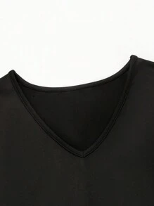 INAWLY Women's Ribbed Bell Sleeve T-Shirt - Black - View 3