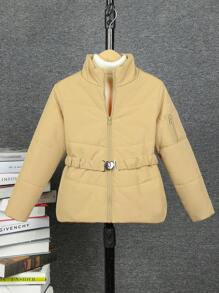 SHEIN Wattierter Mantel Für Mädchen Mit Gürtel