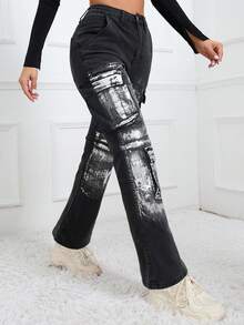 ICON 翻边弹力实用牛仔牛仔裤