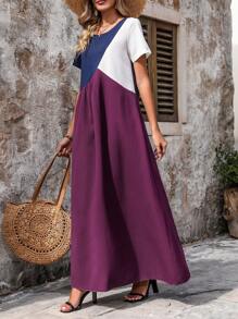 Breezaya Color Block Short Sleeve Dress