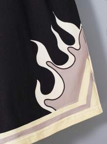 SHEIN Explorewe 青少年男孩字母和火焰印花短褲 - 彩色 - 查看 3