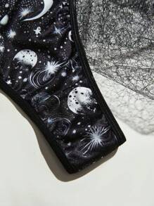 5pcs/Pack Plus Size Lace Patchwork Panties - Black and White - View 4