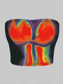 INAWLY Women's Hot Image Printed Tube Top - Multicolor - View 1